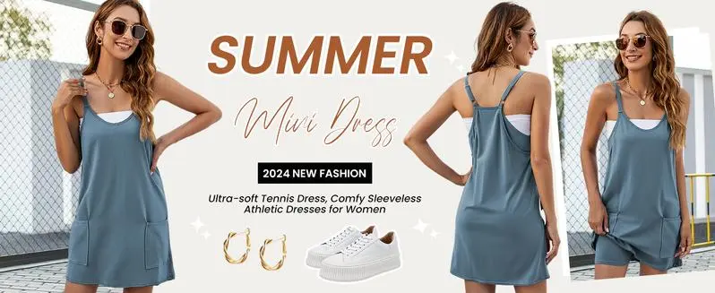 Women's Sleeveless Athletic Dress with Built-In Shorts