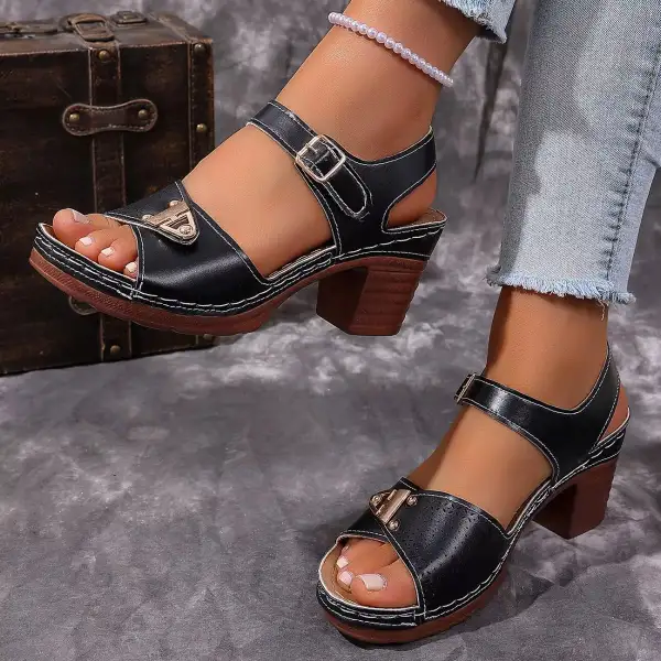 Cozy Open Toe Block Heel Sandals