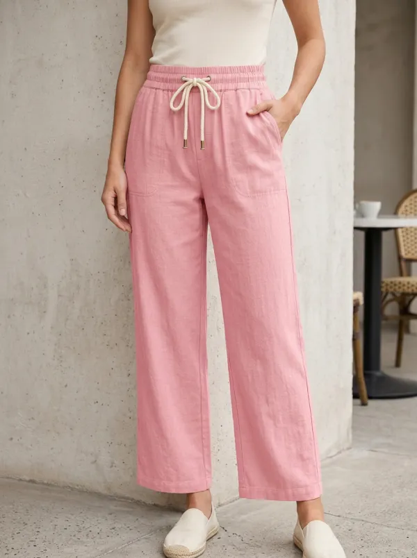 Women's Modern Wide Leg Adjustable Drawstring Waist Pants