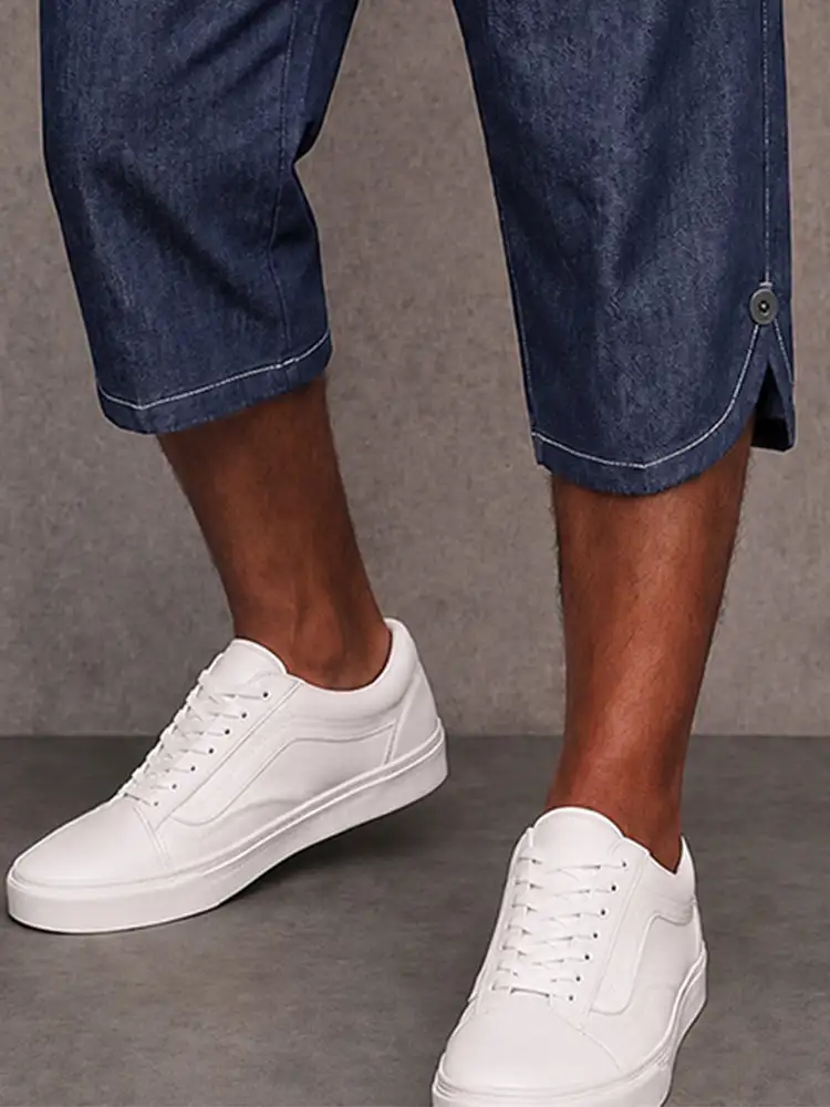 Men's Urban Vintage Washed Denim Capri Shorts