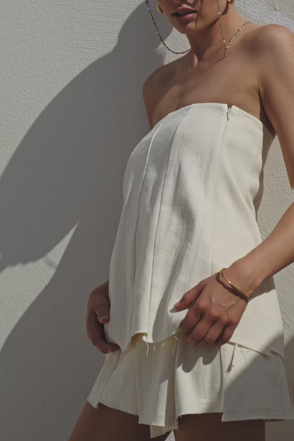 Strapless Layered Linen Top