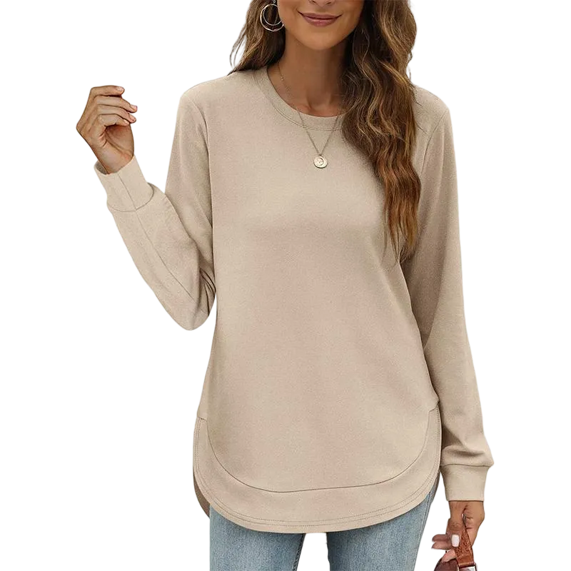 Women's Sweatshirt Crewneck Long Sleeve Shirts High Low Tops Curved Hem