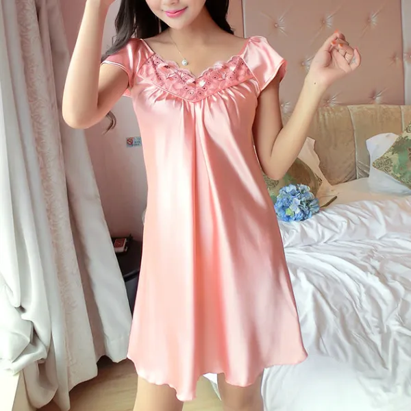Lace Embroidery Cap Sleeve Chemise
