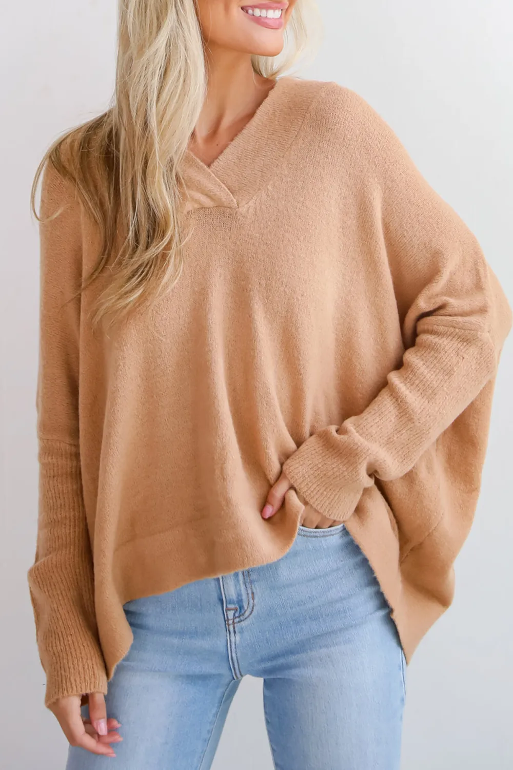 V-Neck Taupe Sweater