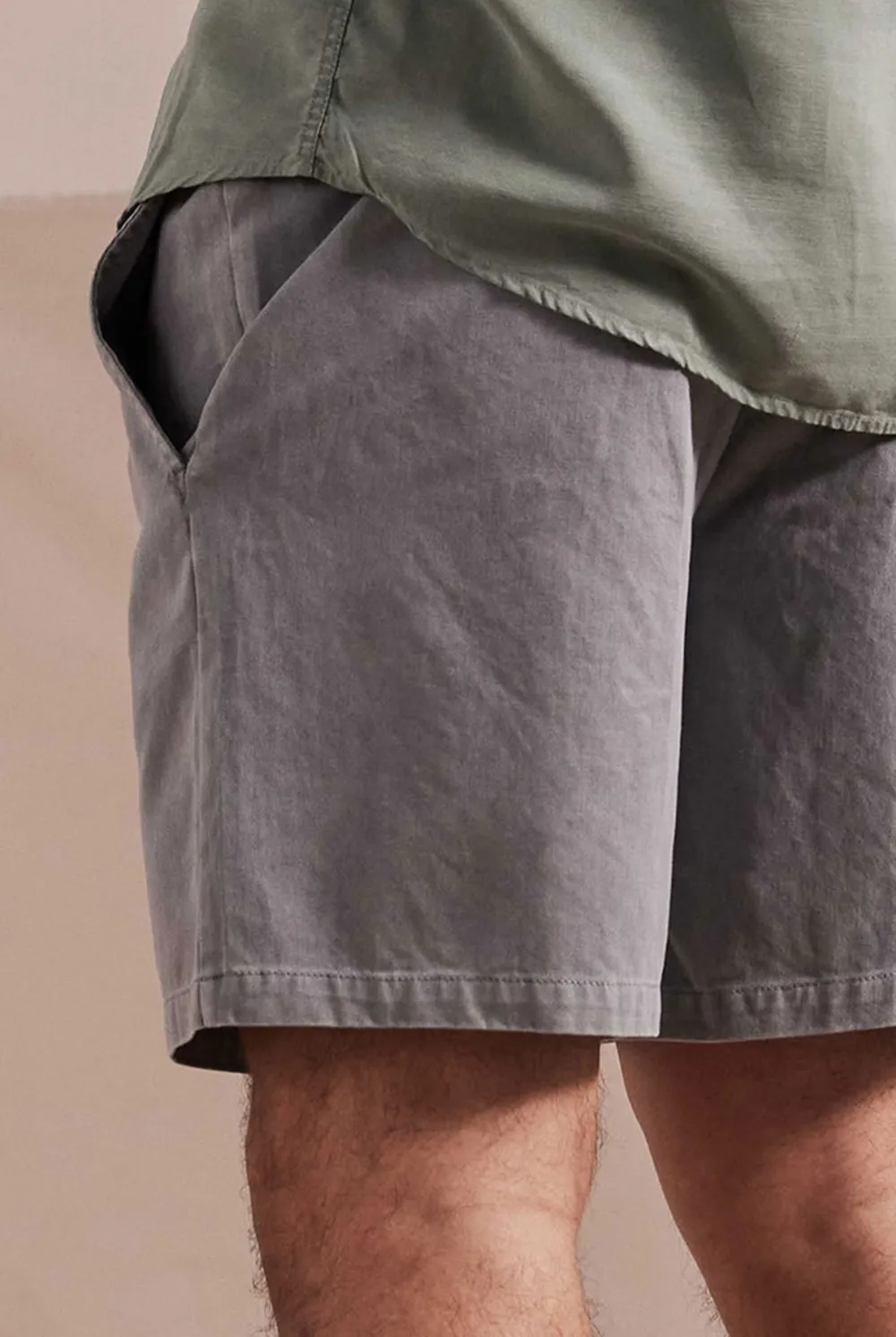 Gray Garment Dyed Shorts