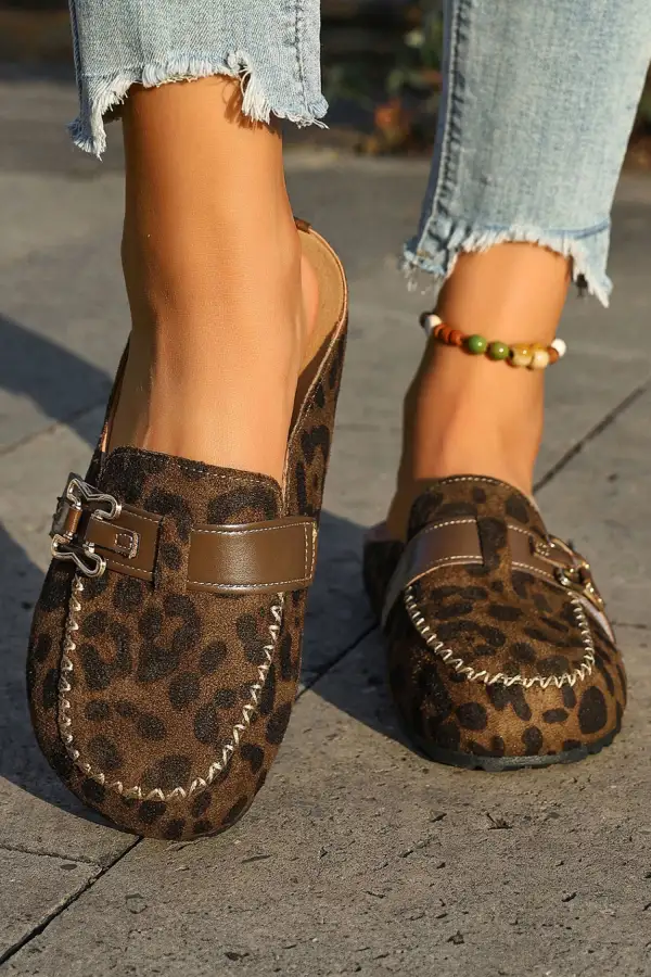 Faux Suede Buckle Mule Sandals