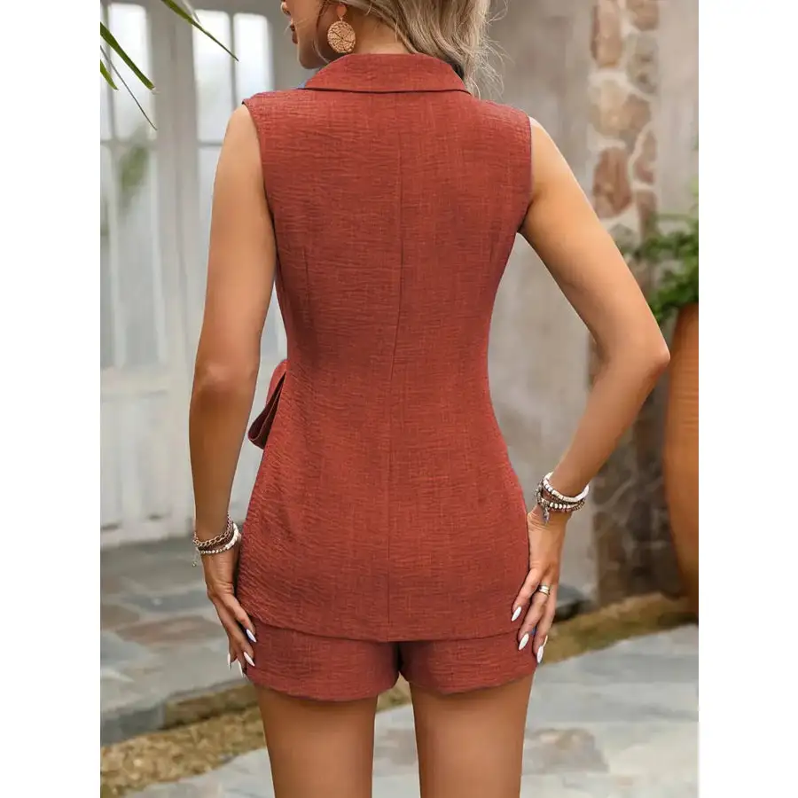 Tie Waist Vest and Shorts Set