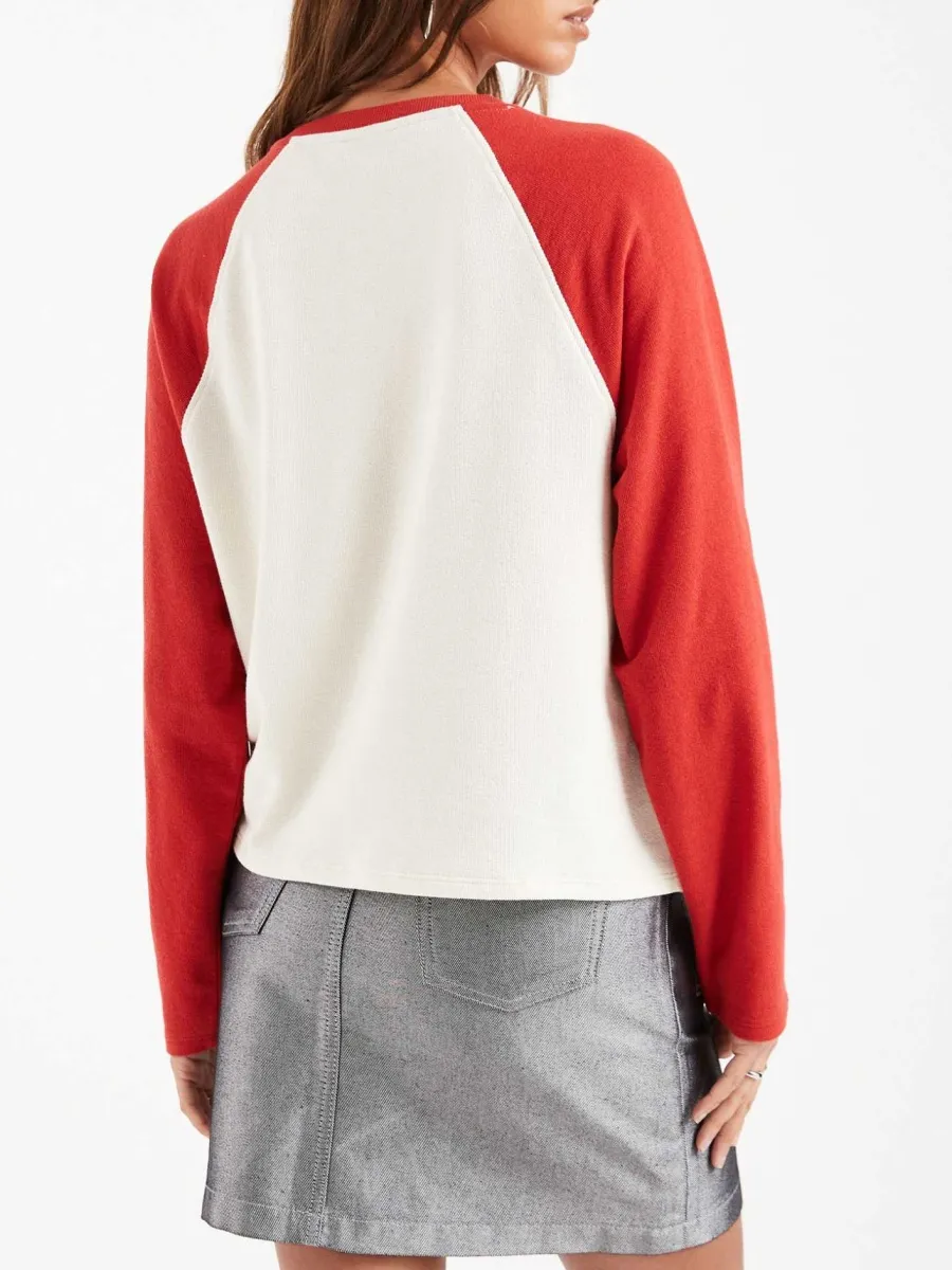 Contrast Color Raglan Long-Sleeve Top