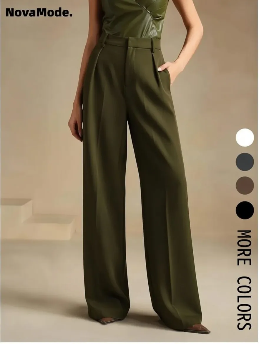 Women's Solid Color Basic Wide-Leg Loose Pants