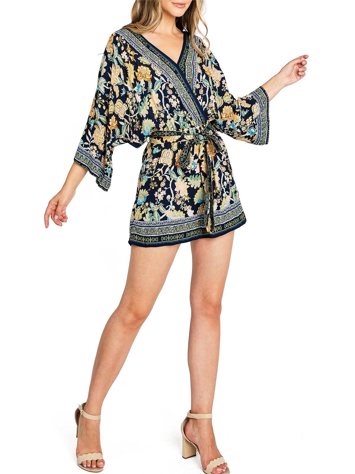 Floral Print Kimono - Style Romper