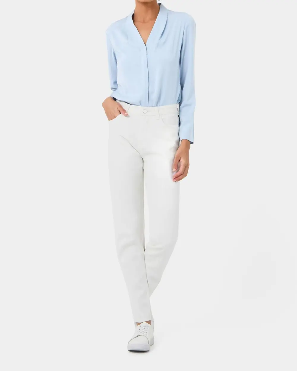 Frayed Mid to High Rise Washing Jean