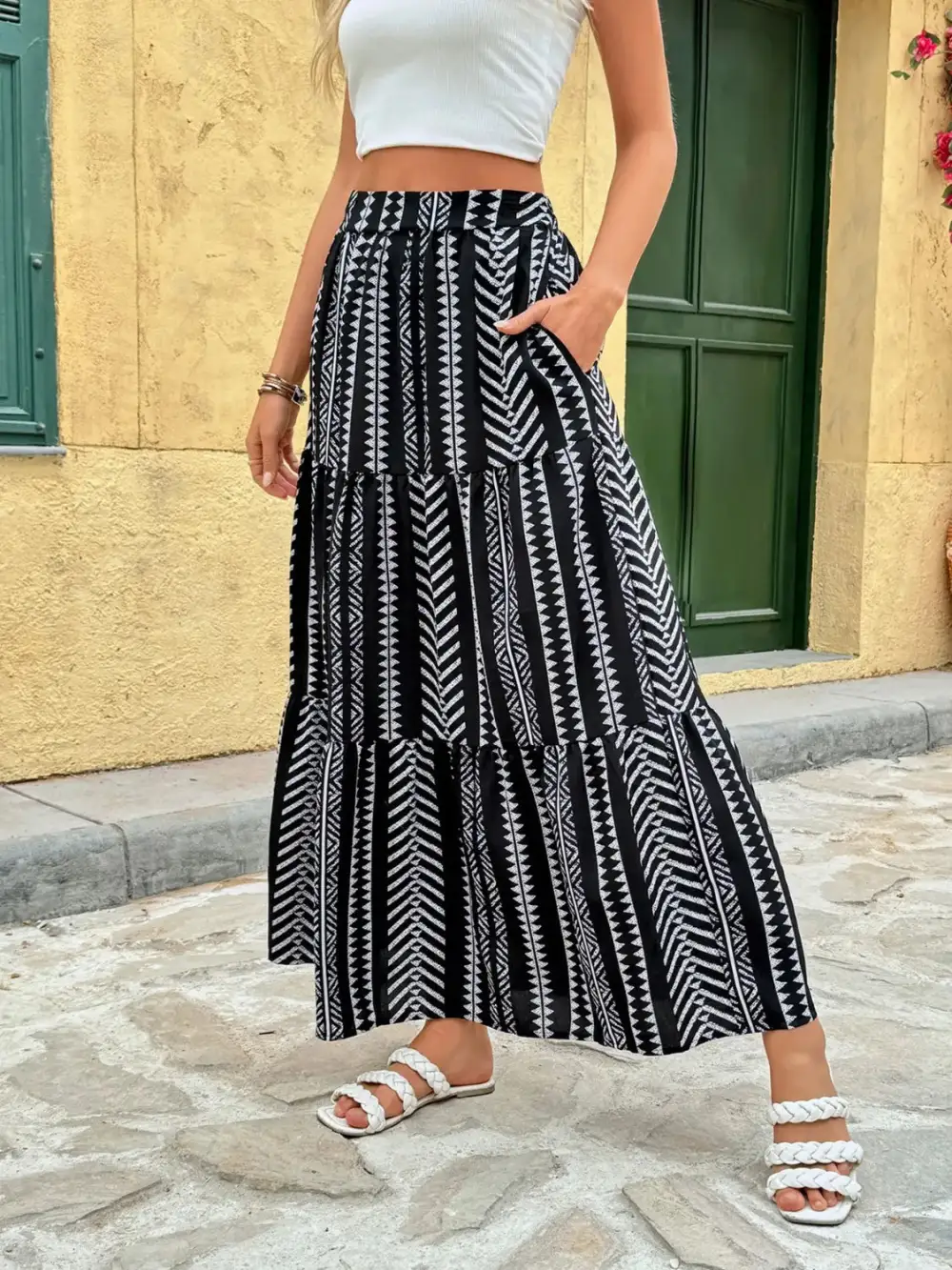 Fine Open Printed Skirt