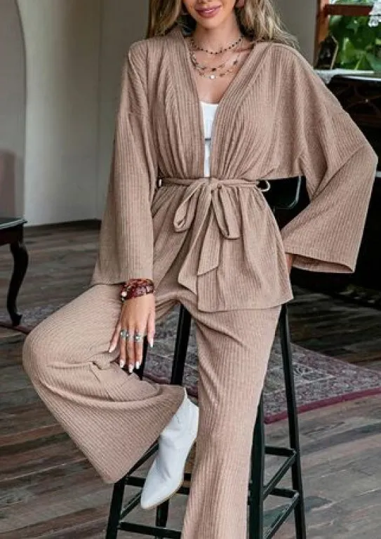 Dropped Shoulder Cardigan and Pants Set