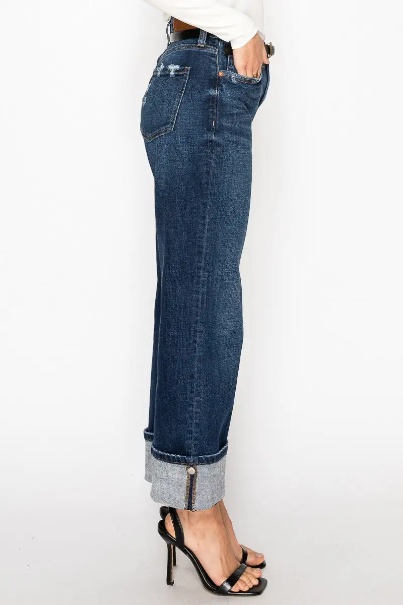 High Rise Straight Leg Relaxed Denim Jeans