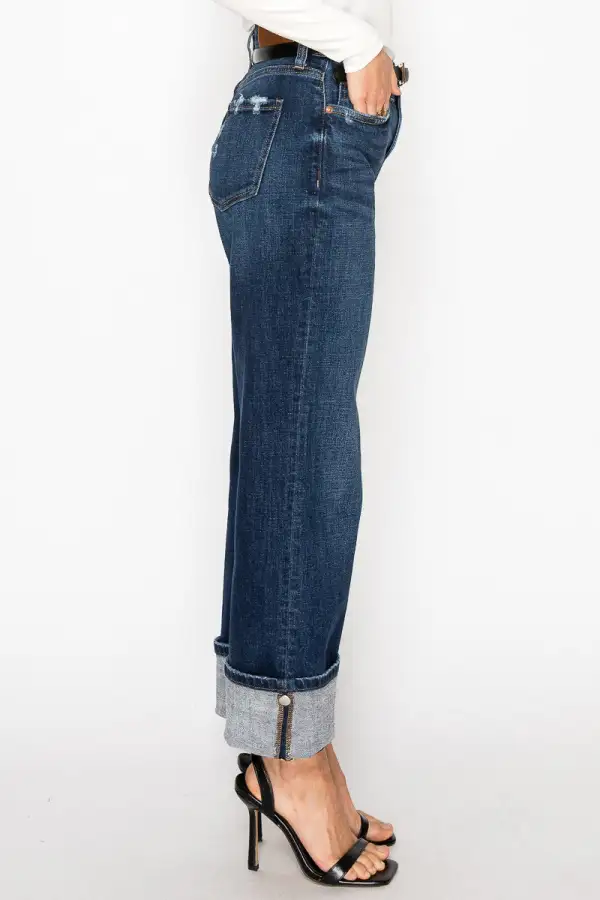High Rise Straight Leg Relaxed Denim Jeans