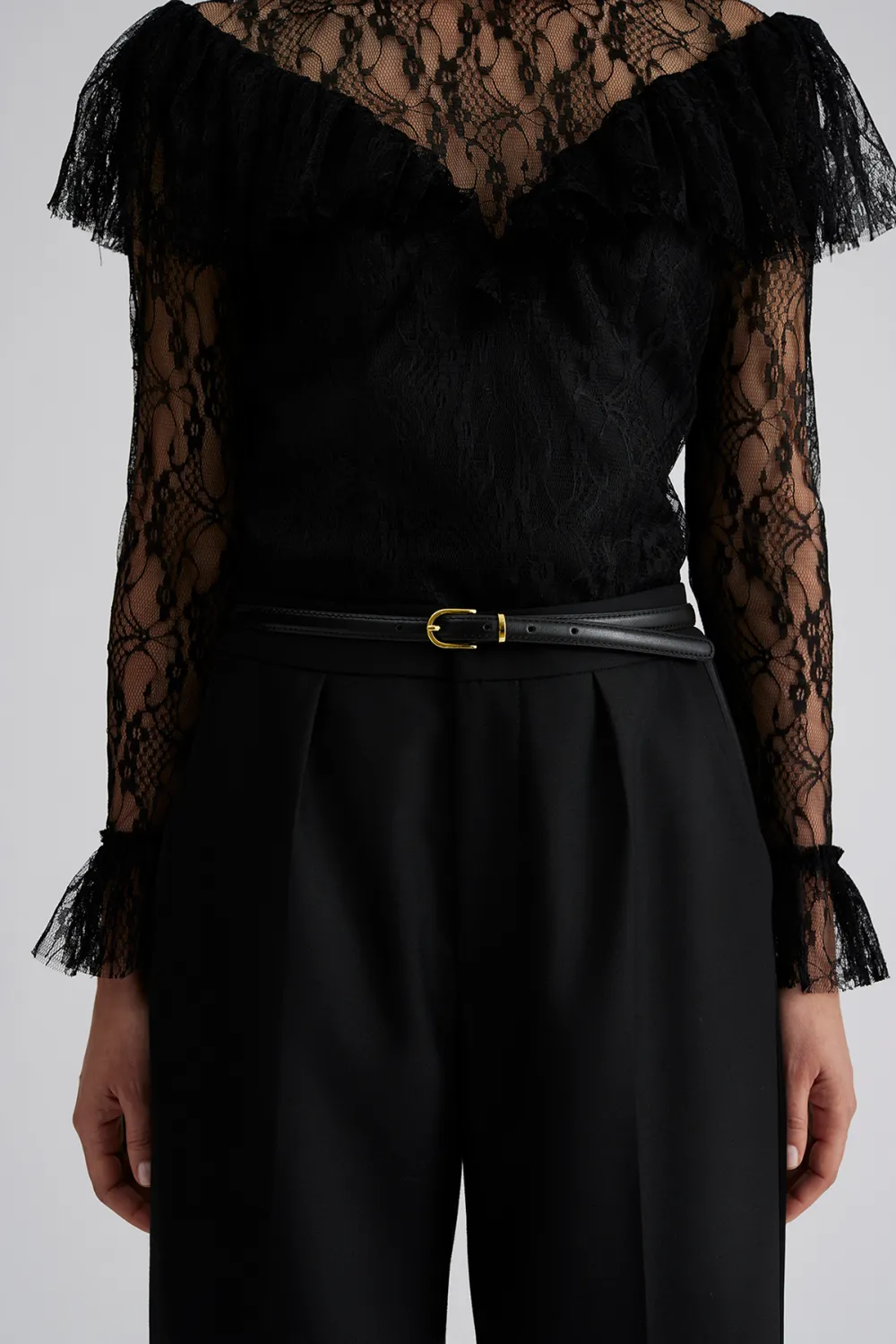 Ruffled Waist Tailored Trousers