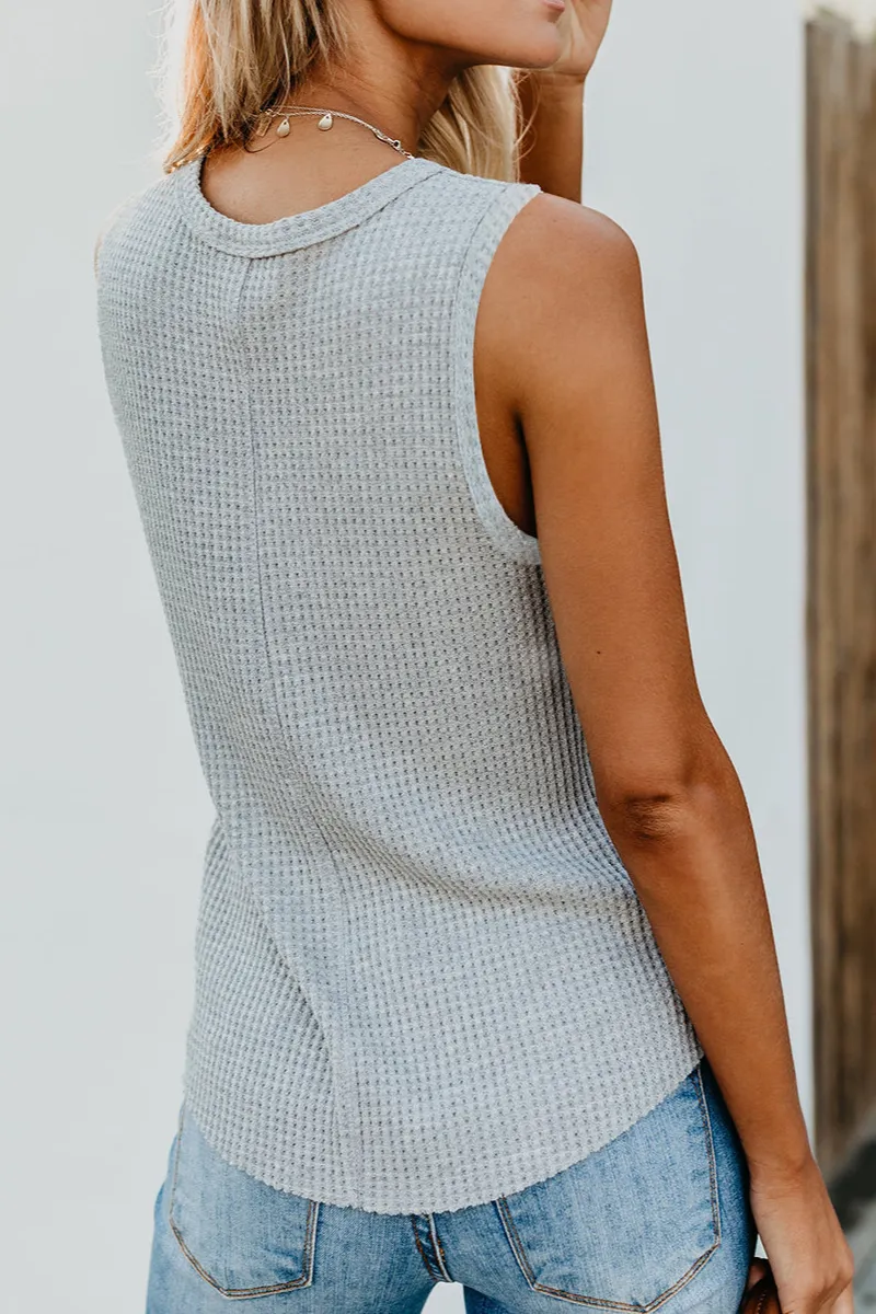 Crew Neck Waffle Tank Top