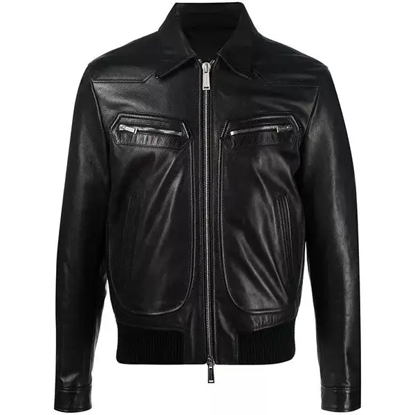 Heritage Minimal Bomber Leather Jacket