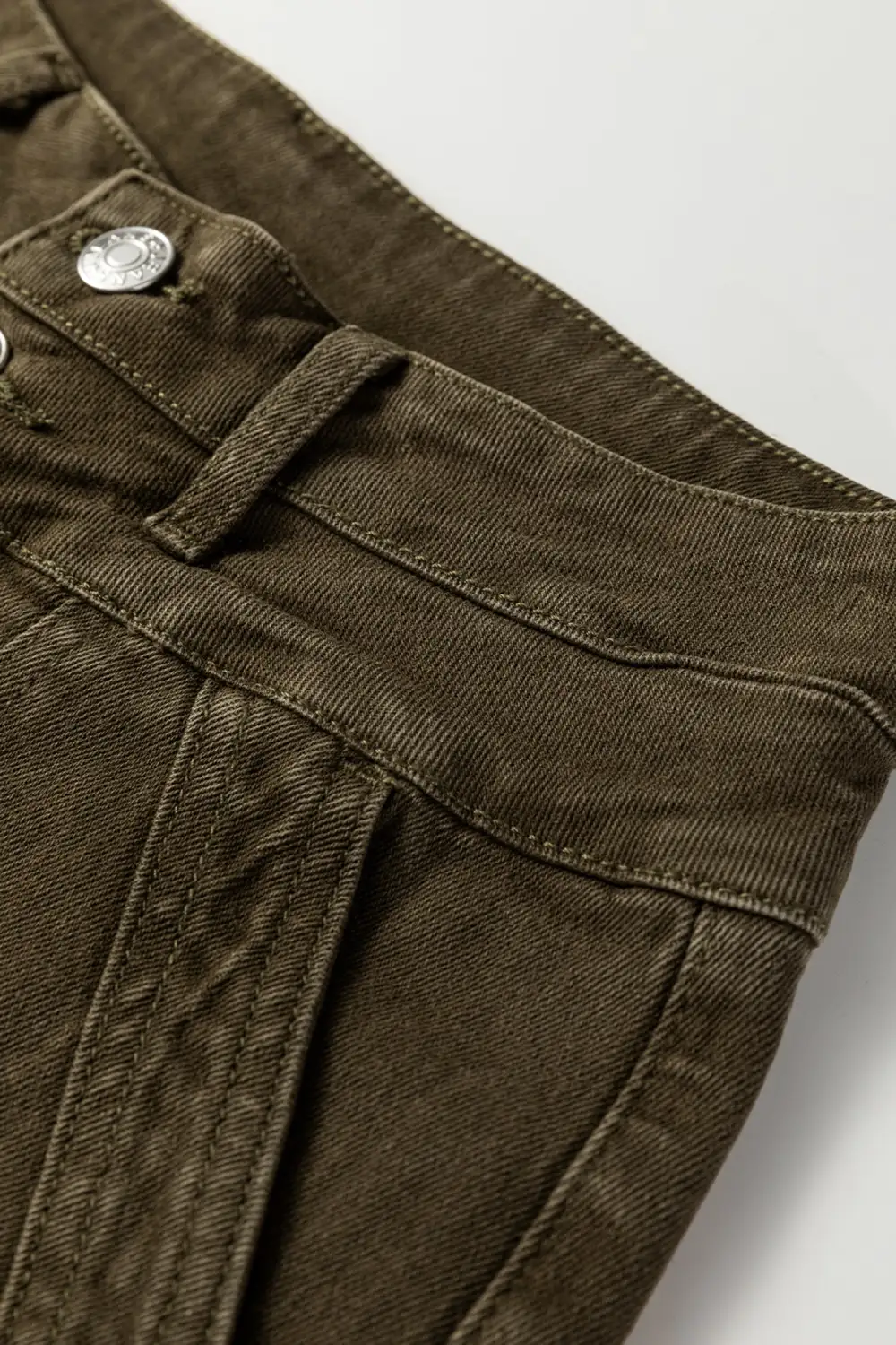 Collared Elastic Waist Denim Jeans