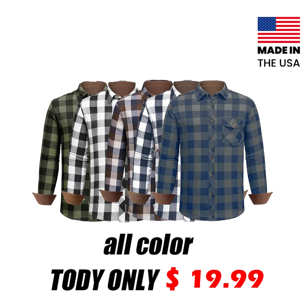 [Plus Size]Men’s Buffalo Plaid Flannel Shirt – Rugged Warmth. Timeless Style. Everyday Comfort.  Classic Design | Soft Cotton Comfort | Built for Any Season