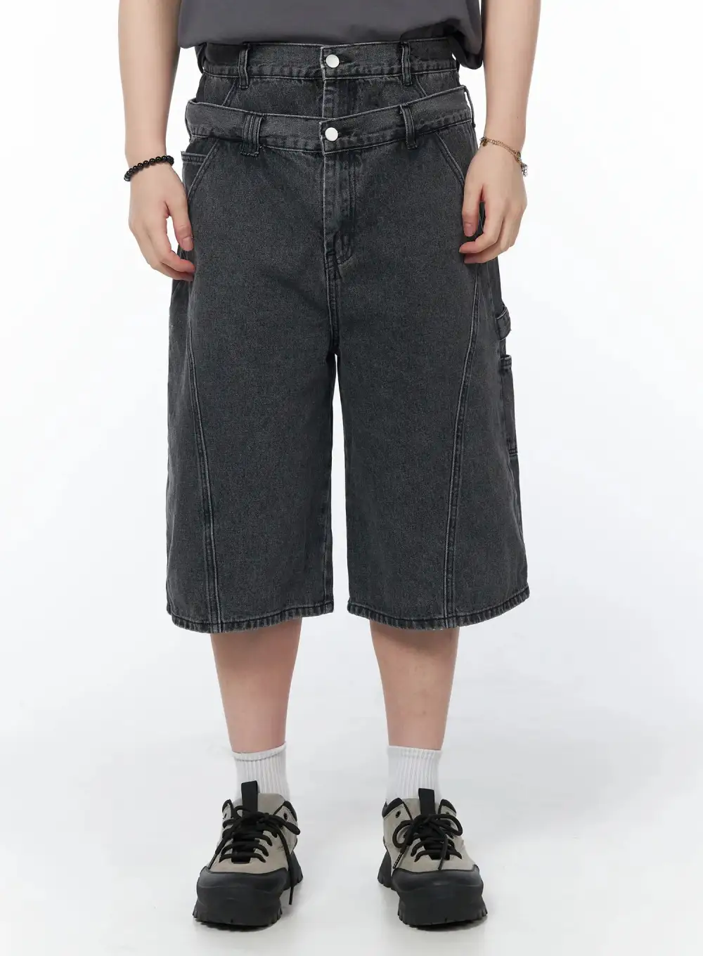 Men's Double Waist Denim Shorts