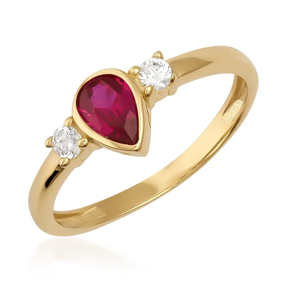 Simulated Ruby Pear Cut Vintage Ring