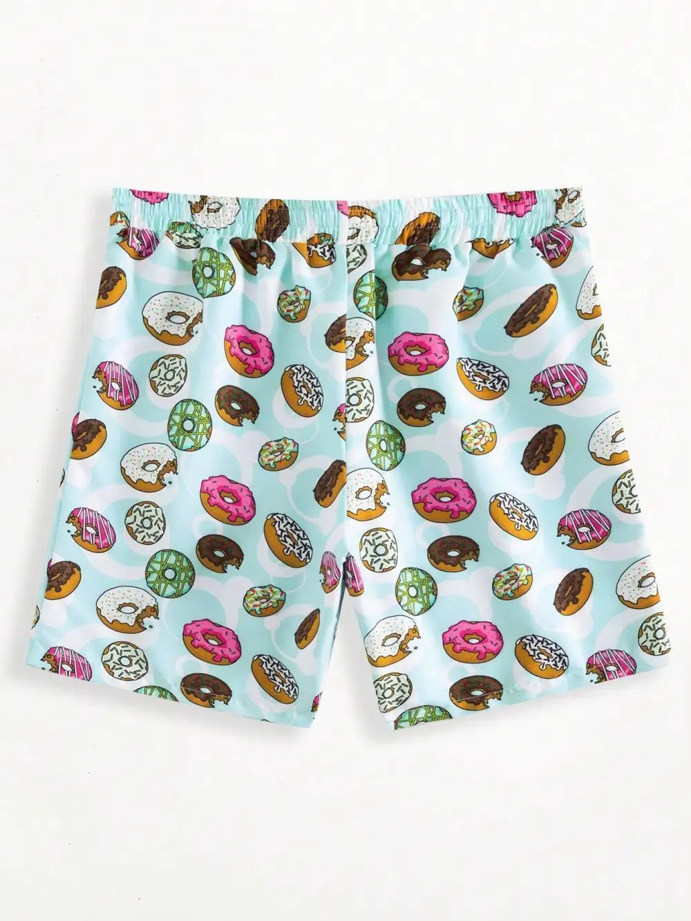 Men's Donut Print Drawstring Swim Trunks