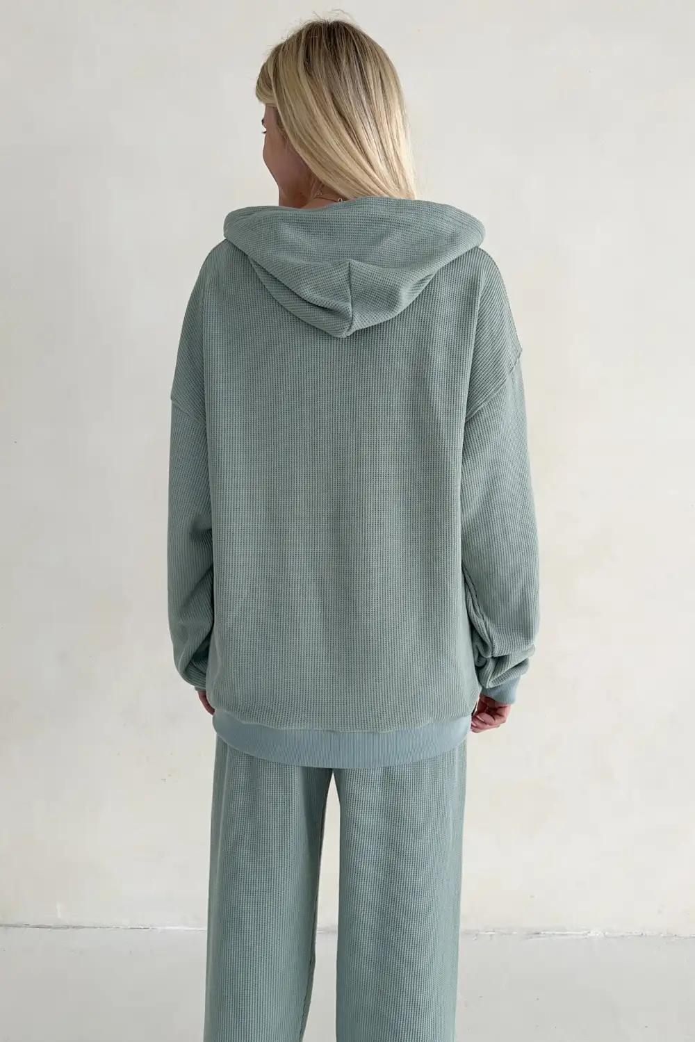 Layered Waffle Knit Hoodie