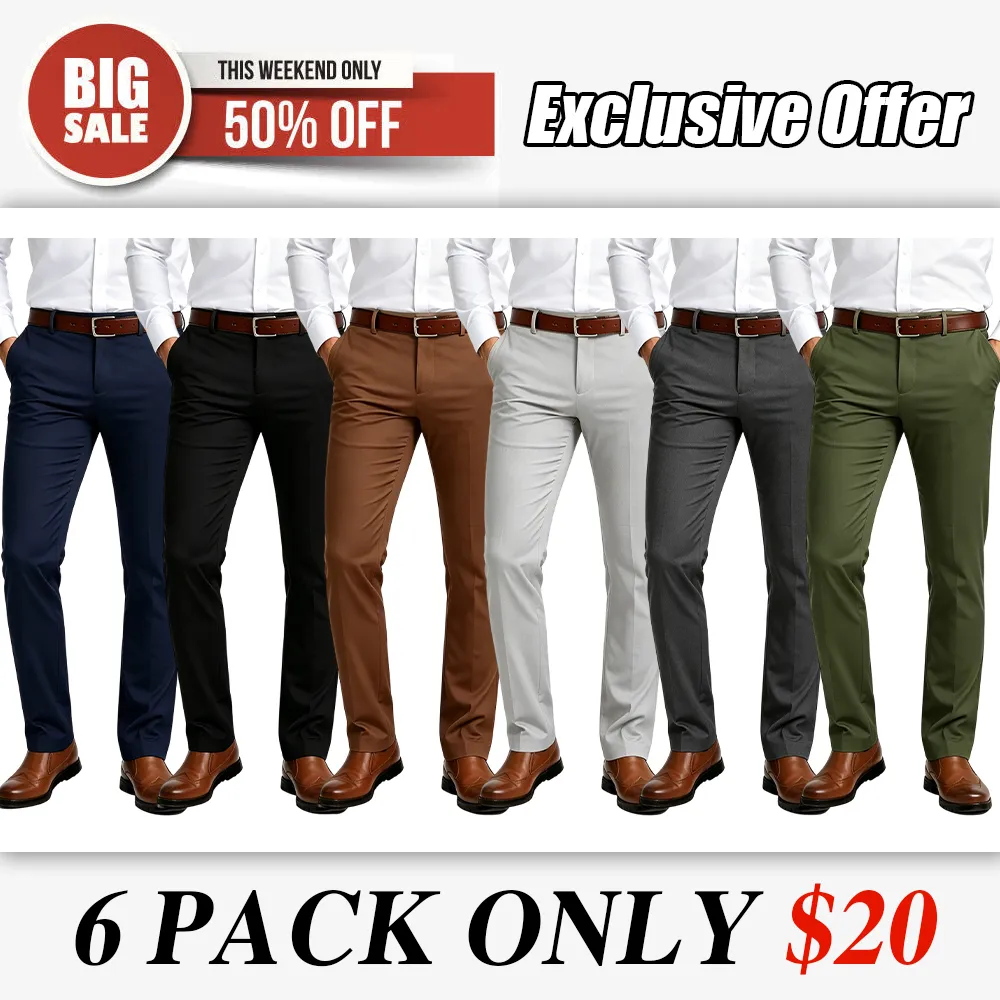🔥 Men's Flex Stretch Slim Fit Pants | Casual Dress Pants (As low as $1.50 each!)