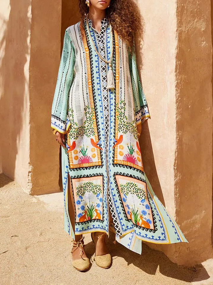 Floral Print Kaftan Kaftan Maxi Dress