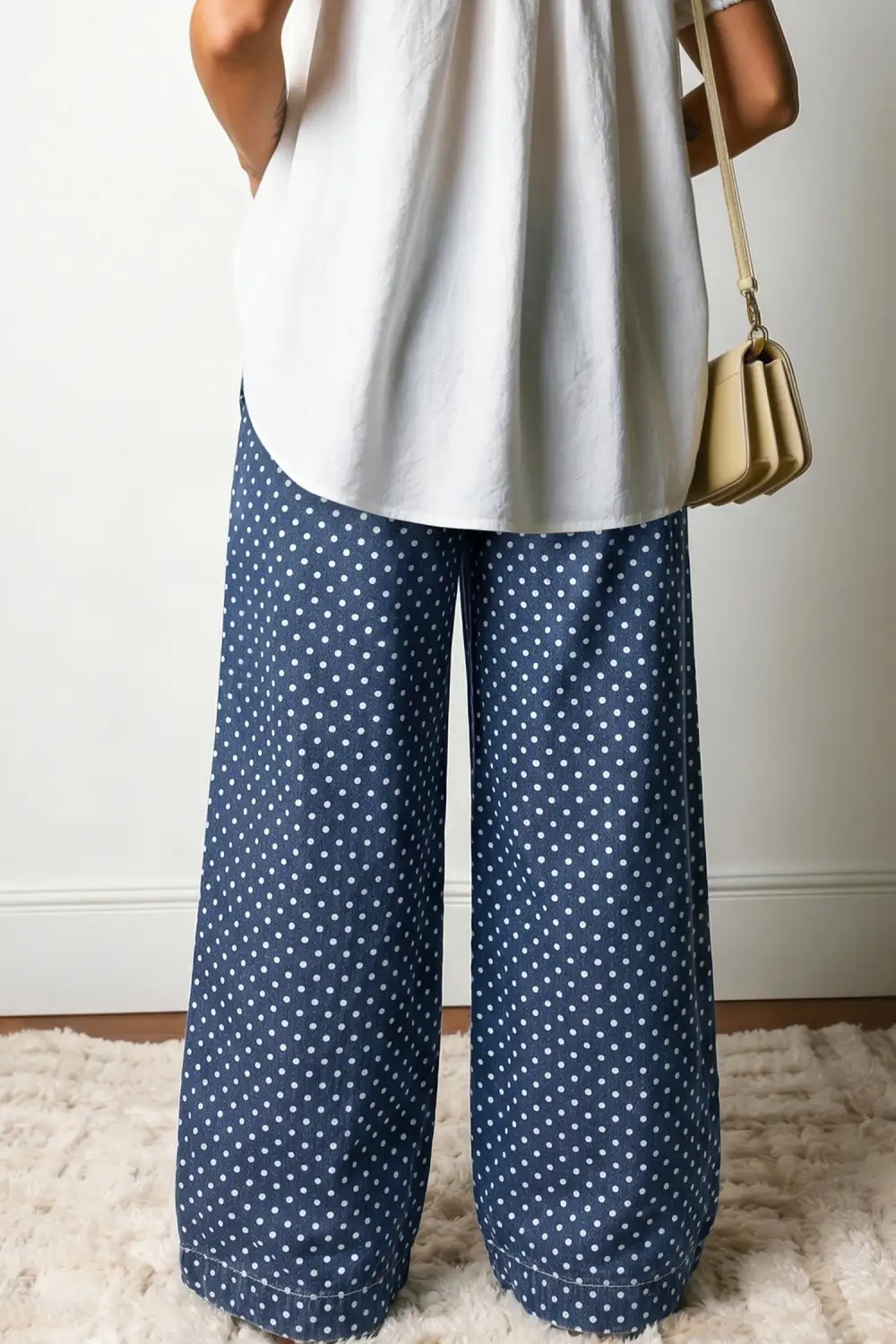 Wide Leg Button Pleated Denim Jeans