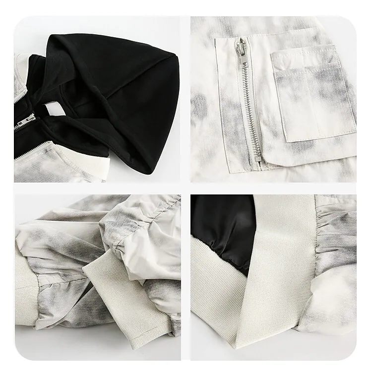 Tie-Dye Faux Layer Bomber Jacket