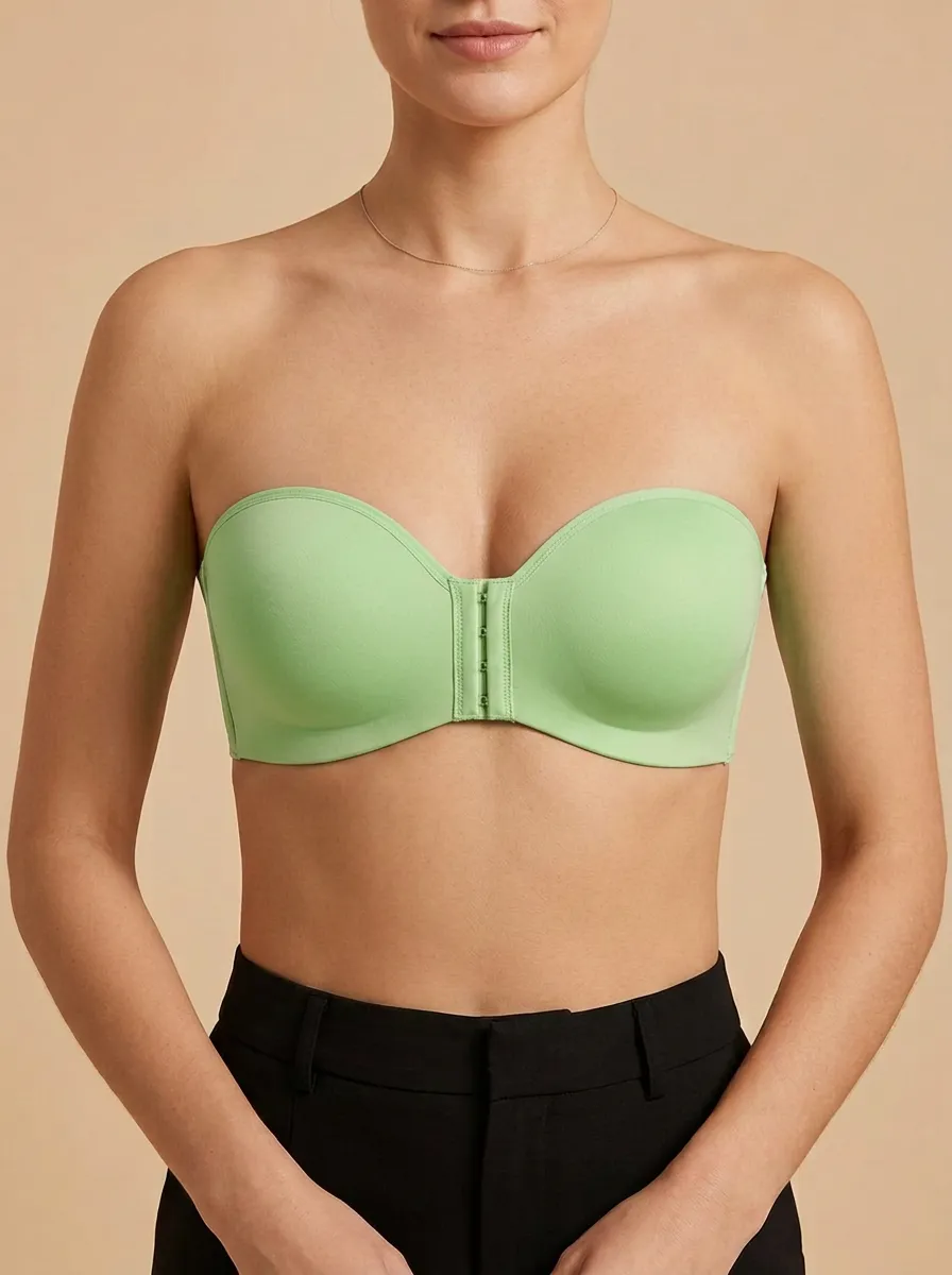 Women's Tonal-Stitch Front-Closure Strapless Bra