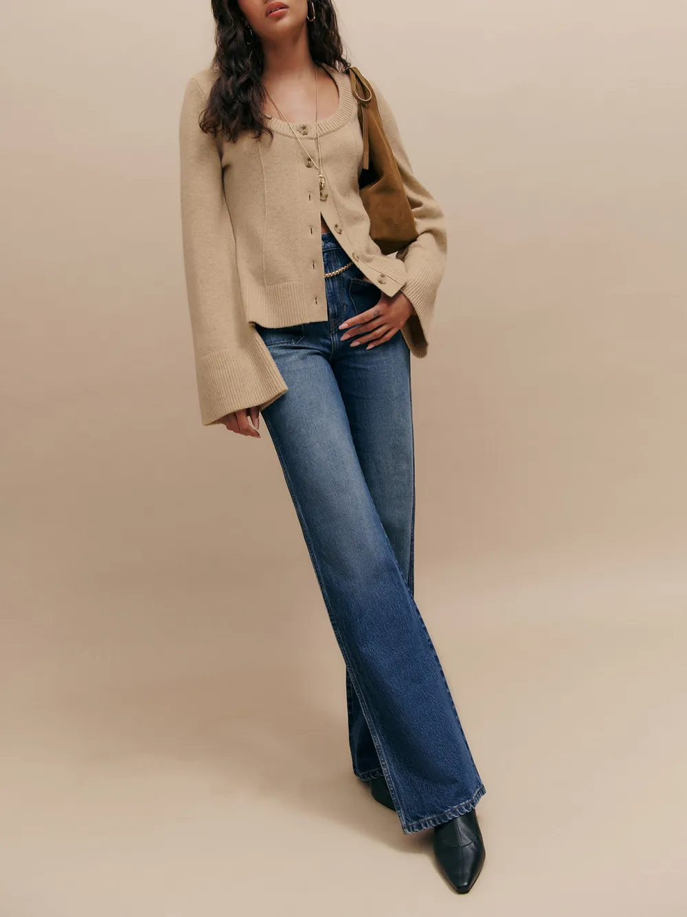 High Rise Flared Leg Denim Jeans