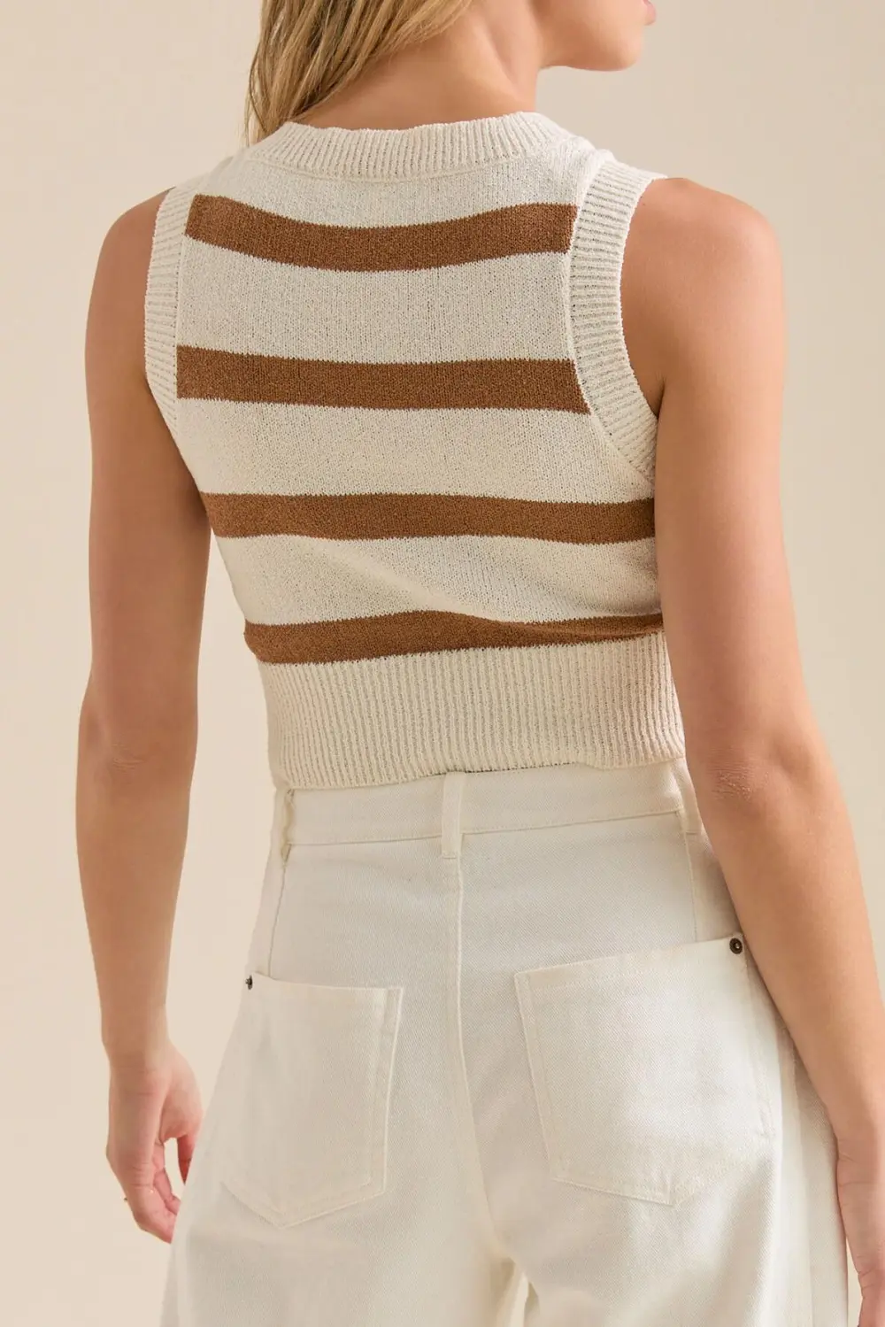 Striped Crop Sweater Vest