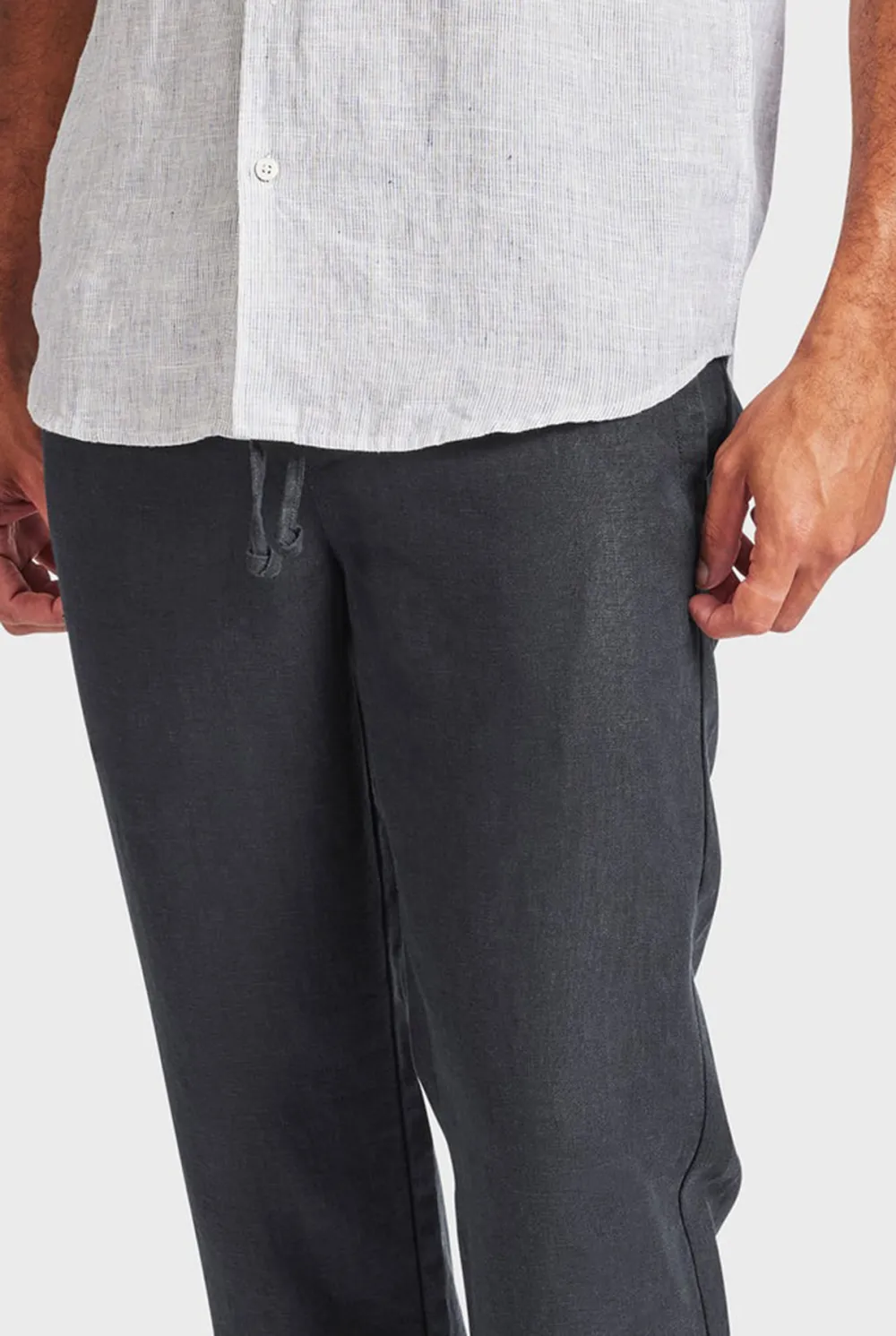 Solid Color Linen Tapered Trousers