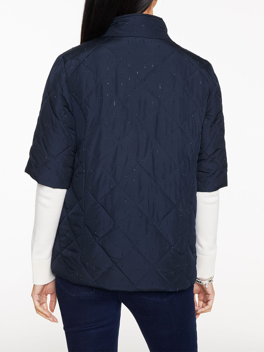 Lady's Fashionable And Shiny Needle Stitched Button Down Down Jacket