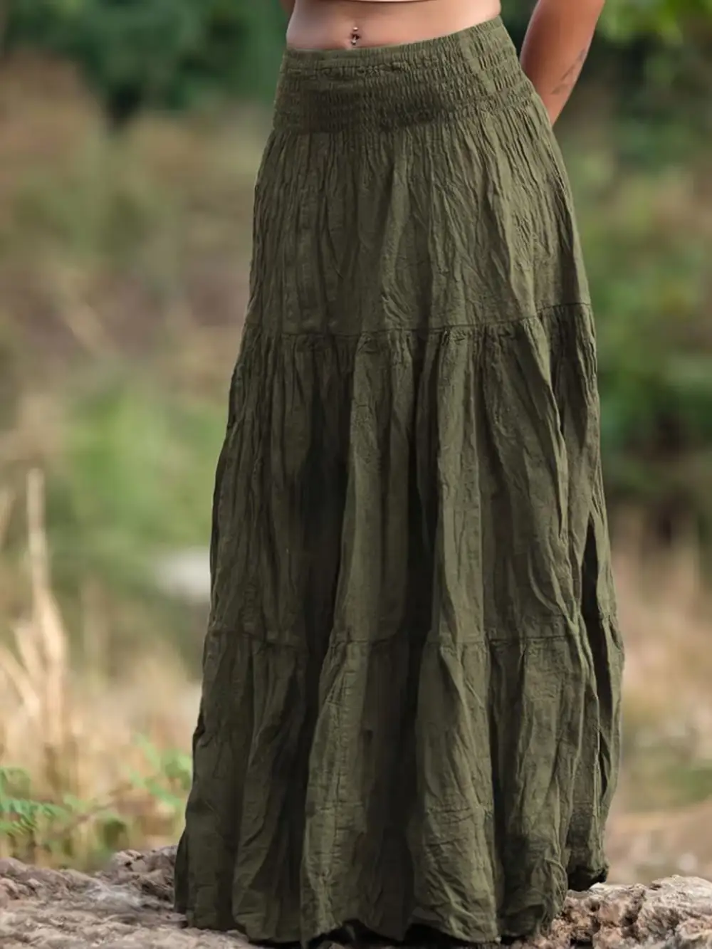 Sleek Ruched Tiered Skirt