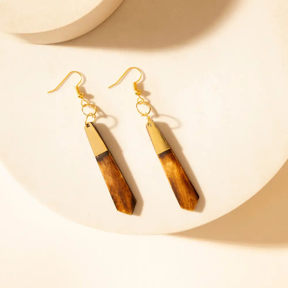 Curved Detailed Artful Drop Earrings