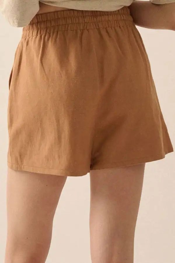 Embroidered Boho Tasseled Drawstring Elastic Waist Casual Shorts