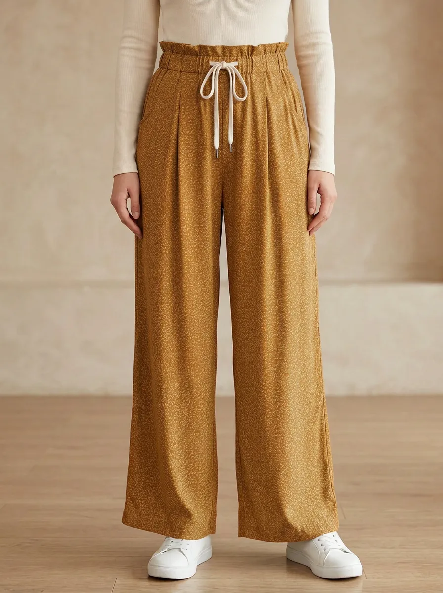 Women's Ditsy Floral Print Wide-Leg Pants