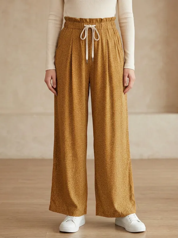 Women's Ditsy Floral Print Wide-Leg Pants