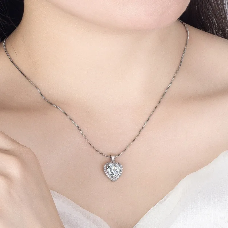 2 Carat Moissanite 925 Sterling Silver Heart Pendant