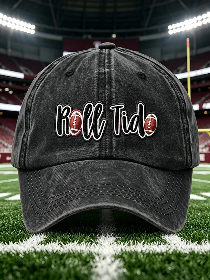 Unisex Rugby Print Washed Duckbill Cap