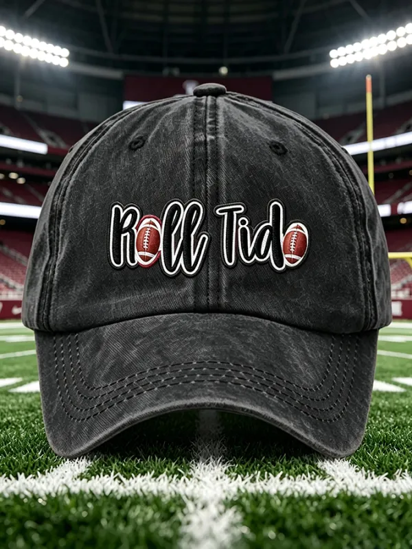 Unisex Rugby Print Washed Duckbill Cap