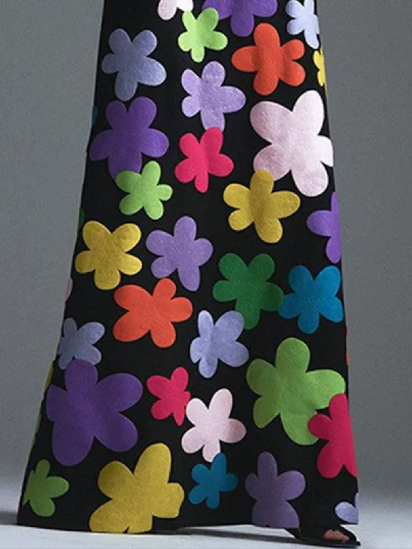 Floral Long Neck Maxi Dress