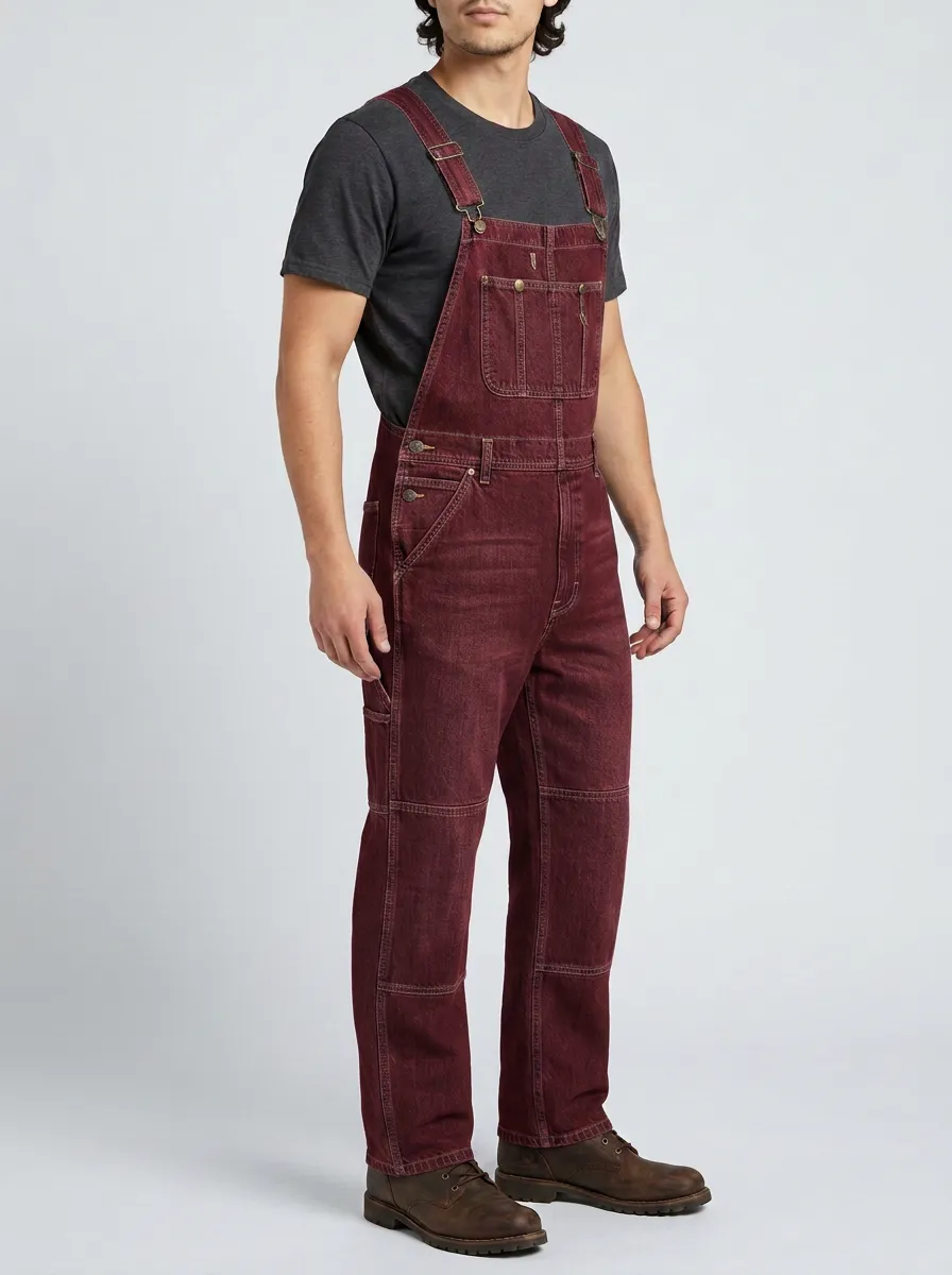 Men's Casual Workwear Blue Denim Bib Overalls
