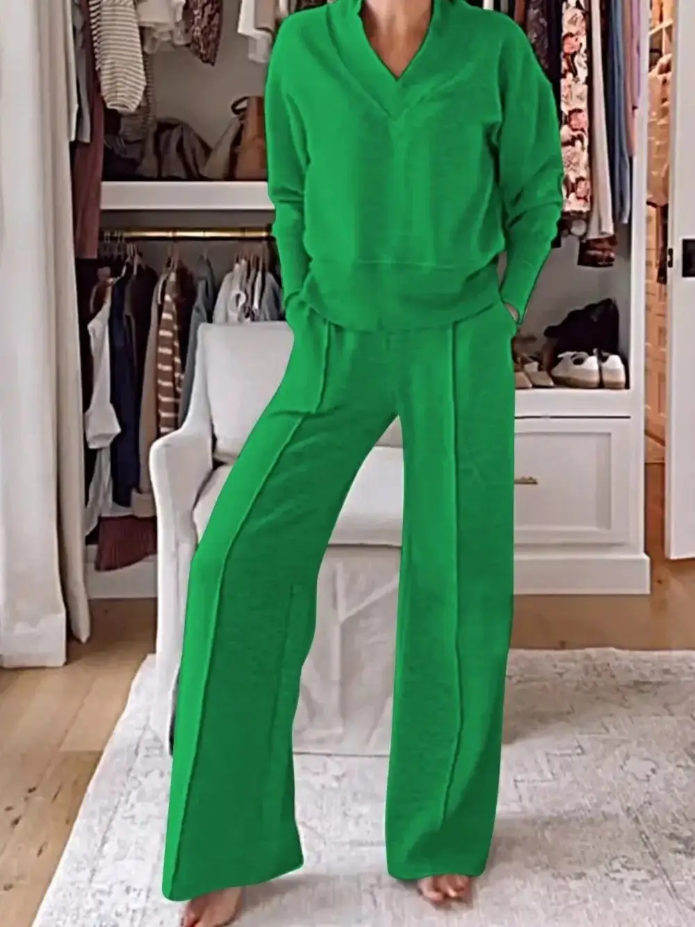 Cozy V Neck Top and Pants Set