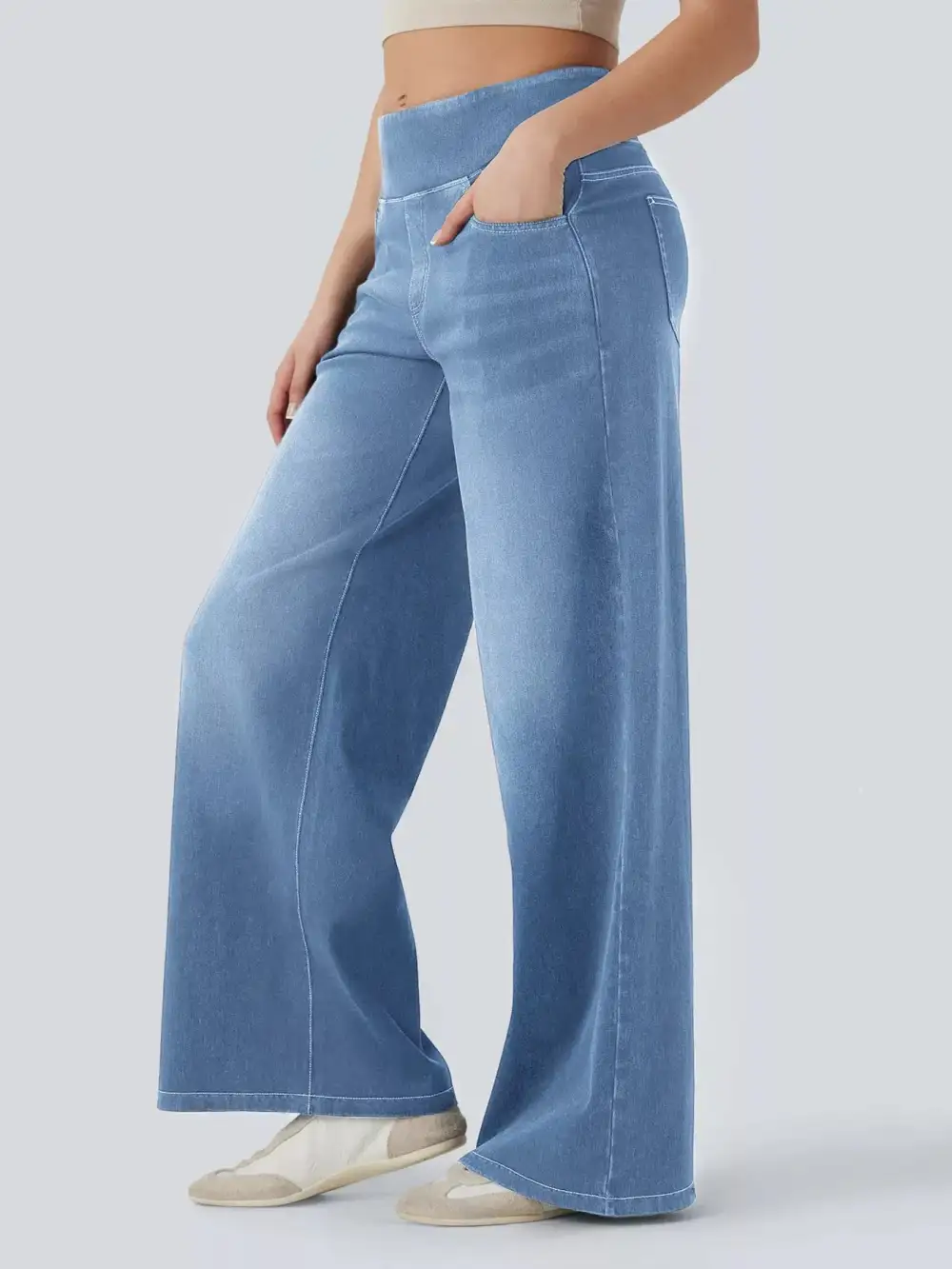 Soft High Waist Wide Leg Denim Jeans
