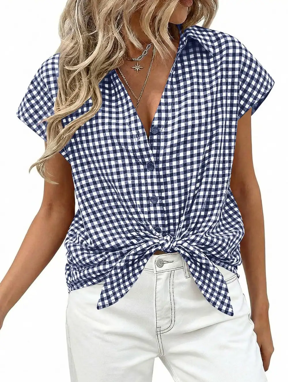 Plaid Button Loose Short Sleeve Shirt